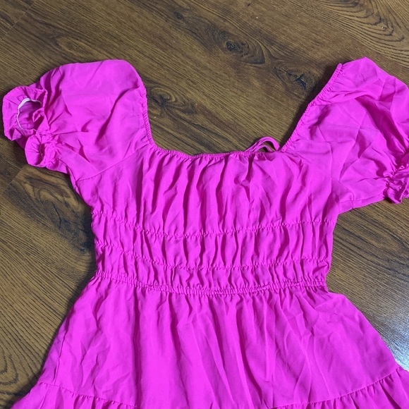 🌷 Liberty Love 🌷 Vibrant Pink Romantic Puff Sleeve A Line Dress NWOT - Picture 10 of 10